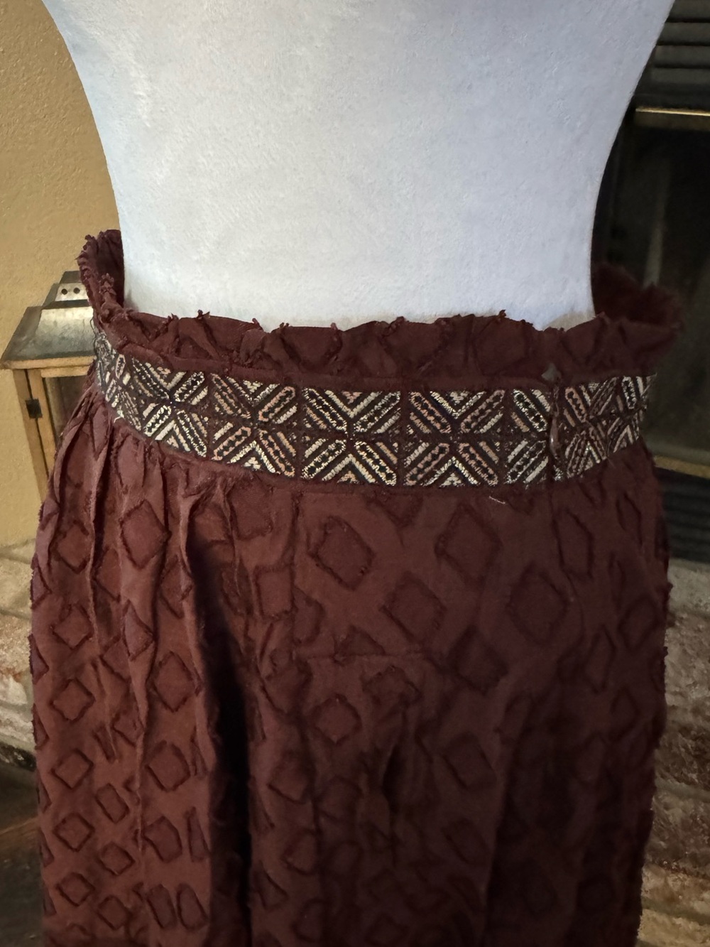 Maeve : Anthropologie Textured Midi Skirt in Deep Burgundy - Picture 4 of 7